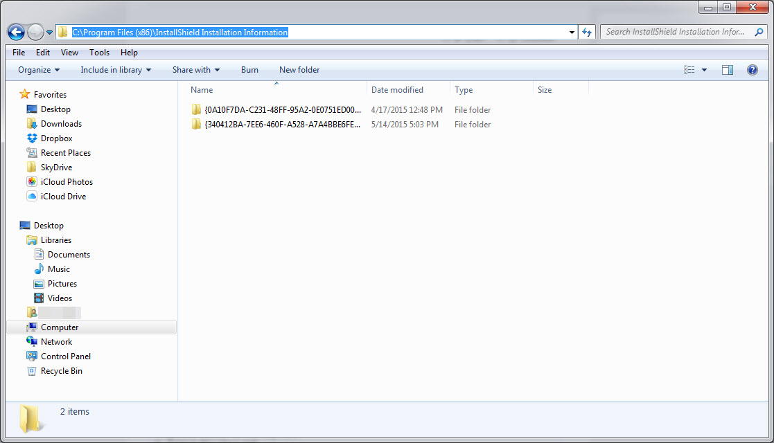 Installshield installation information folder windows 7